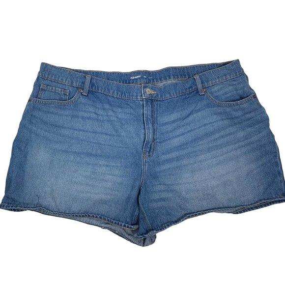 Old Navy Classic Jean Shorts Plus Sz 24 Blue Mid Rise Denim Stretch Shortie - Picture 1 of 12